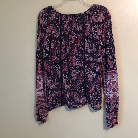 Lucky Brand Navy and Orange Floral Peasant Top - Picture 5 of 5